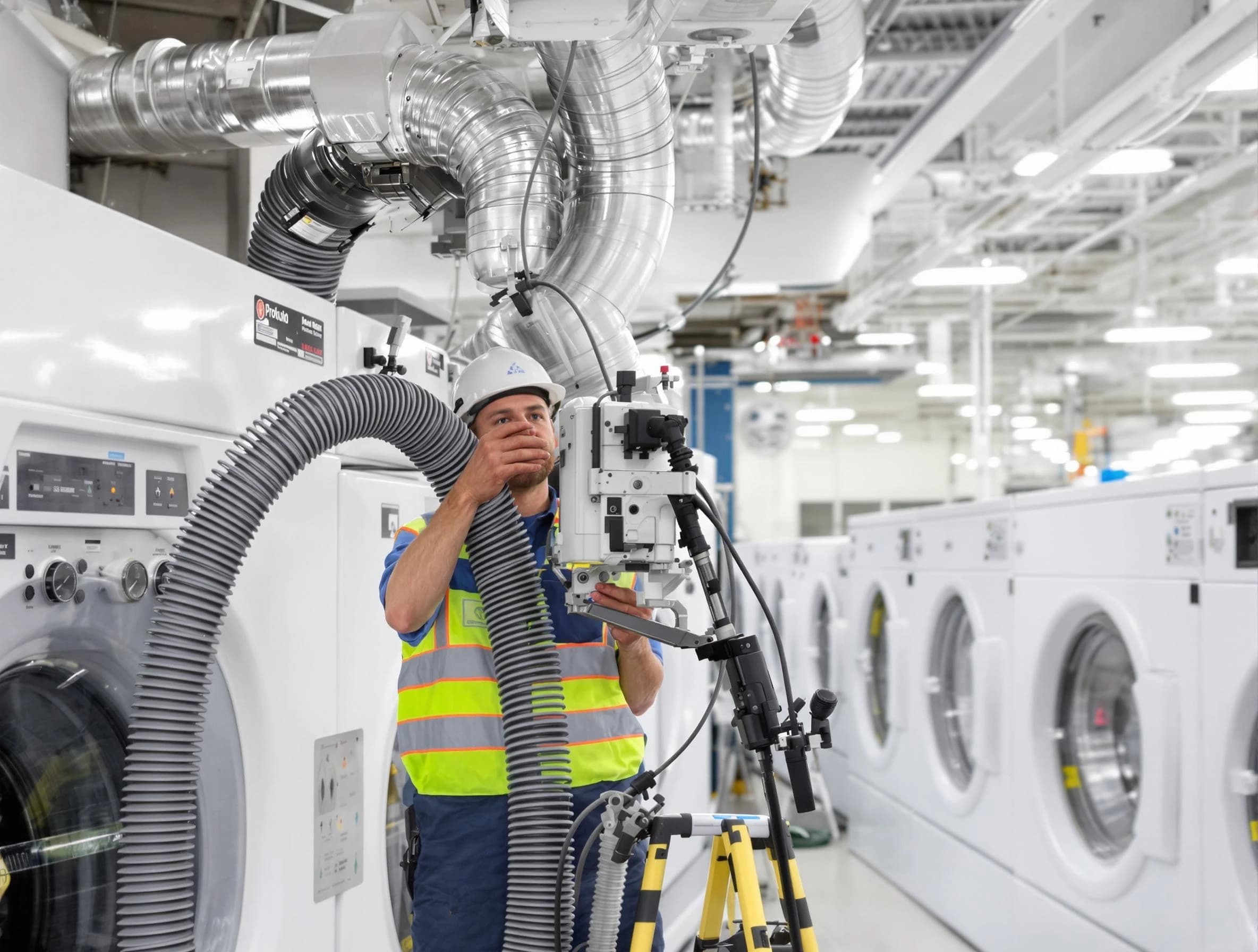 Plum Dryer Vent Cleaning team performing commercial-grade dryer vent cleaning at a business facility in Plum