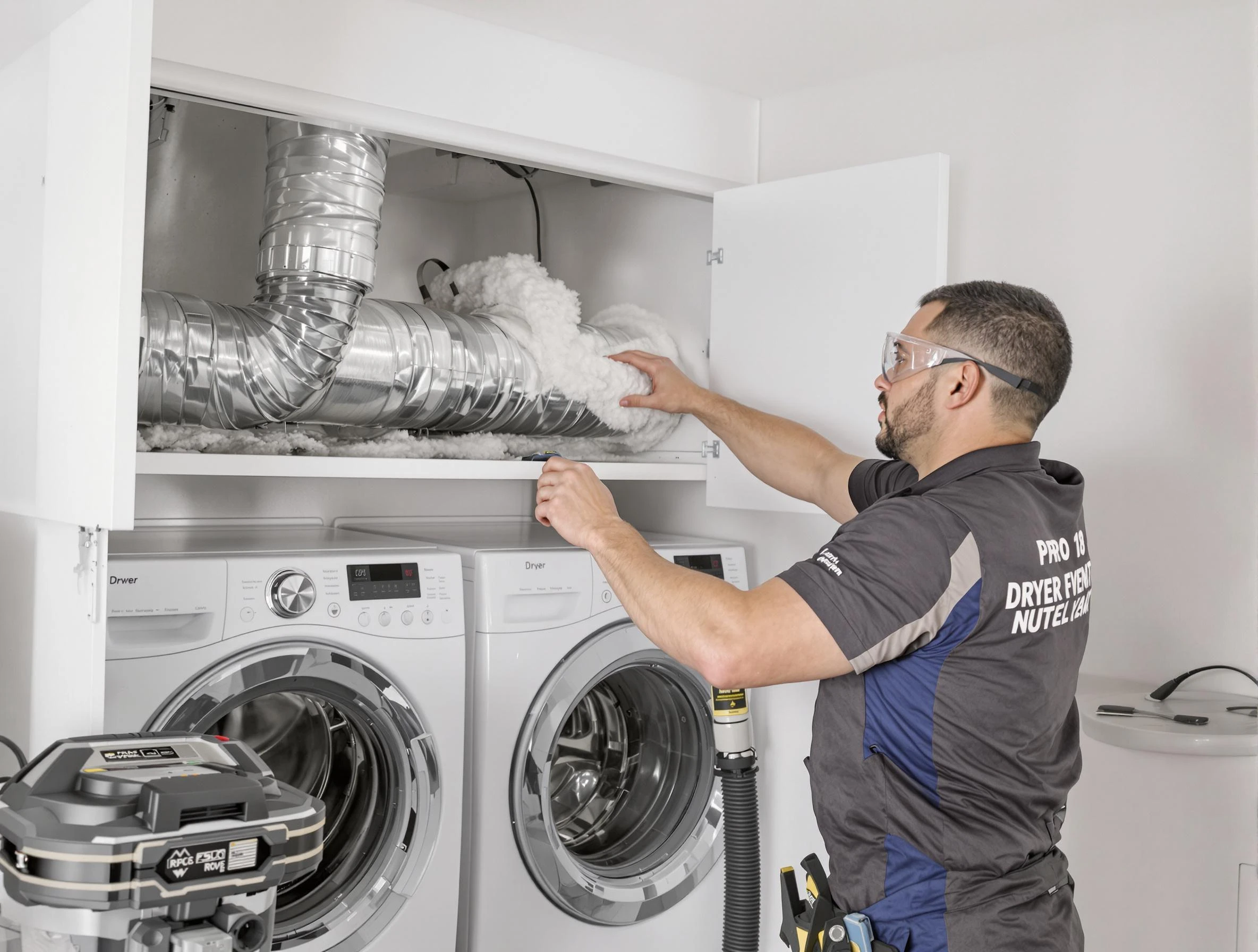 Plum Dryer Vent Cleaning certified technician performing specialized gas dryer vent cleaning in Plum